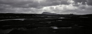 Eaval and Saltmarsh Black and White Landscape Photograph